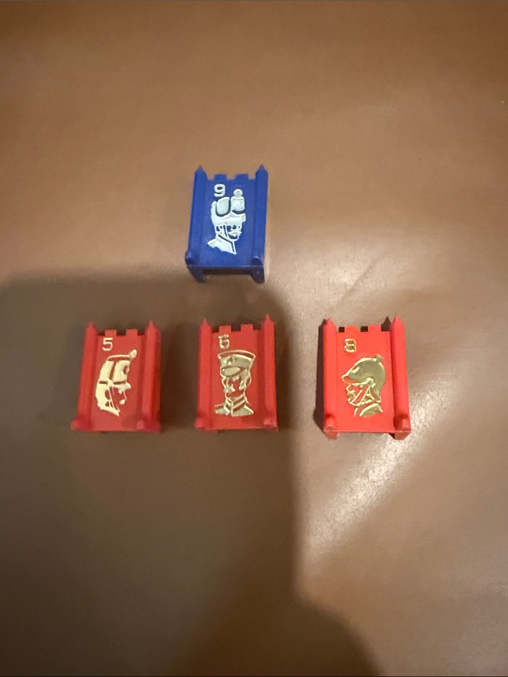 Vintage (1961-1975) Stratego 3-Red & 1-Blue Game Piece